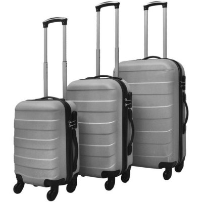 VIDAXL  Jeu De Valises Rigides 3 Pi&egrave;ces Argent&eacute; 45,5/55/66 Cm