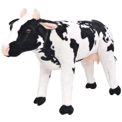 Vidaxl jouet en peluche vache noir et blanc xxl 91342
