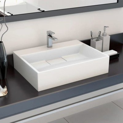 Vidaxl lavabo 50x38x13 cm fonte min&eacute;rale/marbre blanc 144063