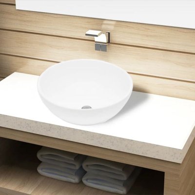 Vidaxl - Lavabo de salle de bain C&eacute;ramique Rond Blanc Blanc