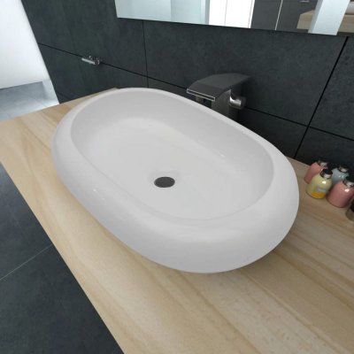 Vidaxl - Lavabo en forme ovale C&eacute;ramique 63 x 42 cm Blanc White