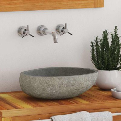 Vidaxl lavabo en pierre de rivi&egrave;re ovale 29-38 cm 146212