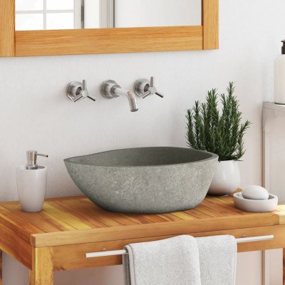 Vidaxl lavabo en pierre de rivi&egrave;re ovale 37-46 cm 242667