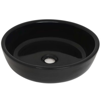 Vidaxl lavabo rond c&eacute;ramique noir 42 x 12 cm 142736 