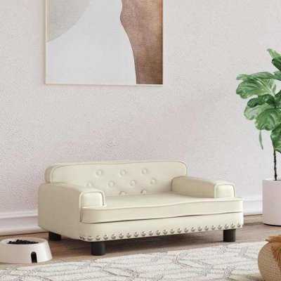 VIDAXL  Lit Pour Chien Cr&egrave;me 70x45x30 Cm Similicuir