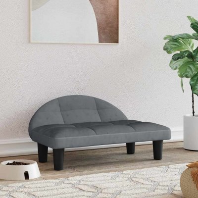 VIDAXL  Lit Pour Chien Gris Fonc&eacute; 70x52x30 Cm Velours