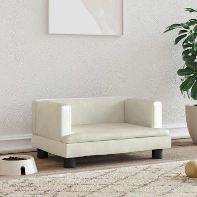 VIDAXL  Lit pour chien Velours Cr&egrave;me