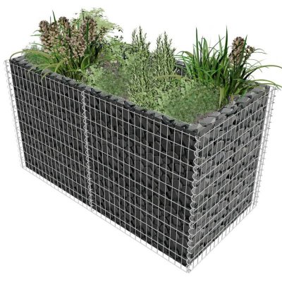 VIDAXL  - Lit sur&eacute;lev&eacute; &agrave; gabion Acier 180 x 90 x 100 cm Argent&eacute; Argent