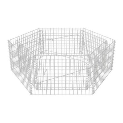VIDAXL  - Lit sur&eacute;lev&eacute; &agrave; gabion hexagonale 160x140x50 cm Argent
