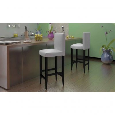 Vidaxl lot de 2 tabourets bar cuir artificiel blanc 240073