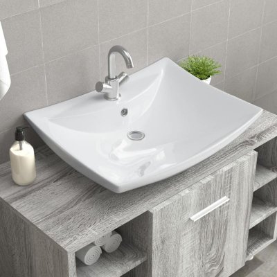 Vidaxl - Luxueuse vasque c&eacute;ramique rectangulaire avec trop plein White