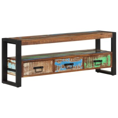 VIDAXL  meuble tv 120x30x45 cm bois massif de r&eacute;cup&eacute;ration