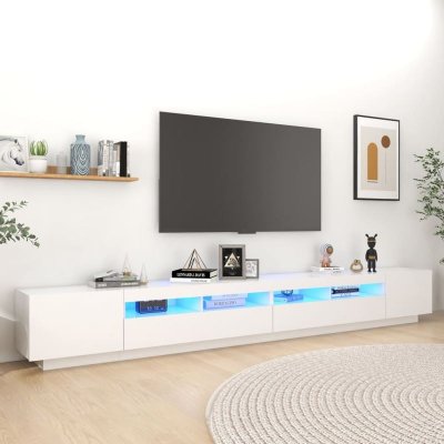 VIDAXL  - Meuble tv avec lumi&egrave;res led Blanc 300x35x40 cm Blanc