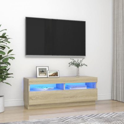 VIDAXL  meuble tv avec lumi&egrave;res led ch&ecirc;ne sonoma 100x35x40 cm