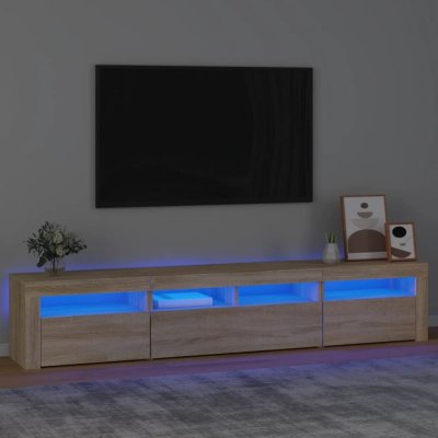VIDAXL  meuble tv avec lumi&egrave;res led ch&ecirc;ne sonoma 210x35x40 cm