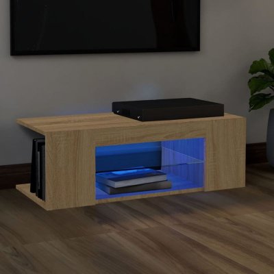 VIDAXL  meuble tv avec lumi&egrave;res led ch&ecirc;ne sonoma 90x39x30 cm