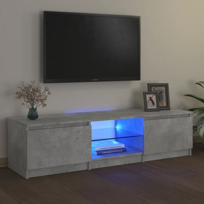 VIDAXL  meuble tv avec lumi&egrave;res led gris b&eacute;ton 140x40x35,5 cm