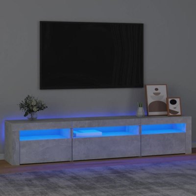 VIDAXL  meuble tv avec lumi&egrave;res led gris b&eacute;ton 195x35x40 cm