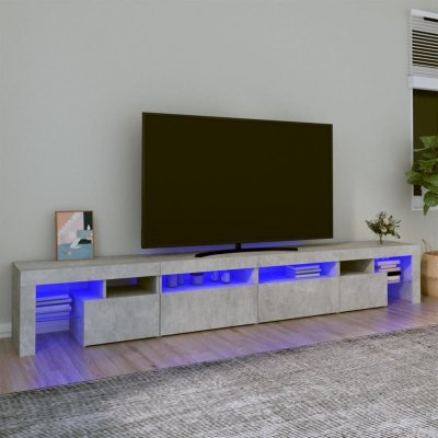VIDAXL  meuble tv avec lumi&egrave;res led gris b&eacute;ton 260x36,5x40 cm
