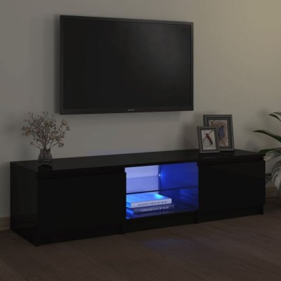  Vidaxl - Meuble tv avec lumi&egrave;res led noir 140x40x35,5 cm
