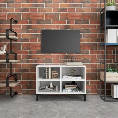 VIDAXL  - Meuble tv avec pieds en m&eacute;tal Blanc 69,5x30x50 cm