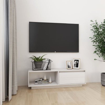 VIDAXL  meuble tv blanc 110x30x33,5 cm bois de pin massif
