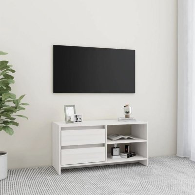 VIDAXL  meuble tv blanc 80x31x39 cm bois de pin massif