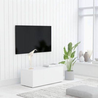 VIDAXL  Meuble TV Blanc 80x34x30 cm Panneau agglom&eacute;r&eacute;