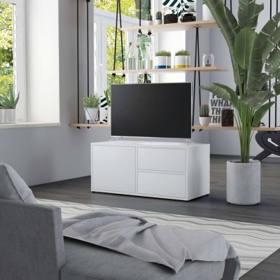 VIDAXL  - Meuble tv Blanc 80x34x36 cm Bois d'ing&eacute;nierie Blanc