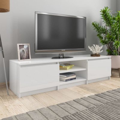 VIDAXL  meuble tv blanc brillant 140x40x35,5 cm agglom&eacute;r&eacute; 800654