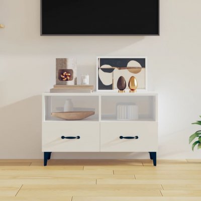 VIDAXL  meuble tv blanc brillant 80x36x50 cm bois d'ing&eacute;nierie