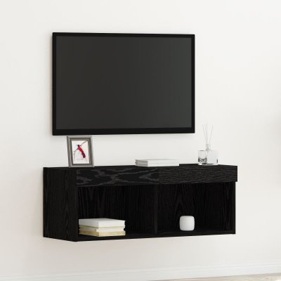 VIDAXL  - Meuble tv Ch&ecirc;ne noir 80 x 30 x 30 cm Bois d'ing&eacute;nierie