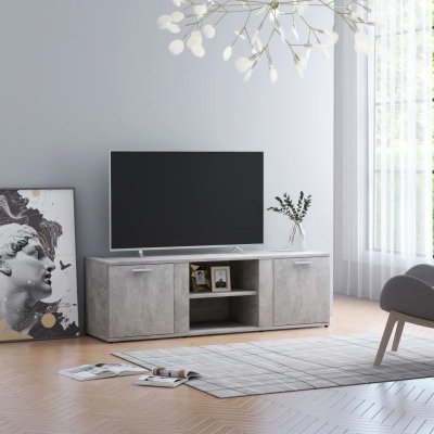 VIDAXL  meuble tv gris b&eacute;ton 120x34x37 cm agglom&eacute;r&eacute; 801165