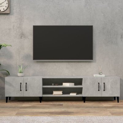 VIDAXL  meuble tv gris b&eacute;ton 180x31,5x40 cm bois d'ing&eacute;nierie