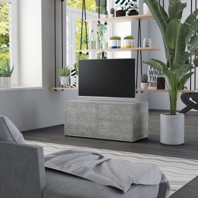 VIDAXL  - Meuble tv Gris b&eacute;ton 80x34x36 cm Agglom&eacute;r&eacute; Gris b&eacute;ton
