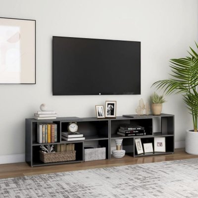 VIDAXL  meuble tv gris brillant 149x30x52 cm agglom&eacute;r&eacute;