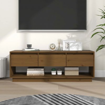 VIDAXL  meuble tv marron miel 110,5x34x40 cm bois de pin massif