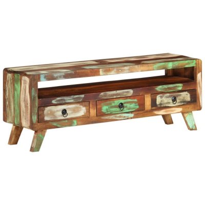 VIDAXL  meuble tv multicolore 110x30x40 cm bois massif de r&eacute;cup&eacute;ration