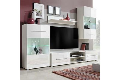 VIDAXL  - Meuble TV Mural avec Eclairage LED 5 pcs Blanc Blanc