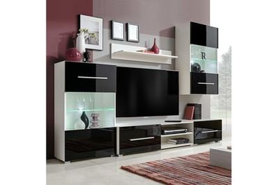 VIDAXL  - Meuble TV Mural avec Eclairage LED 5 pcs Noir Noir