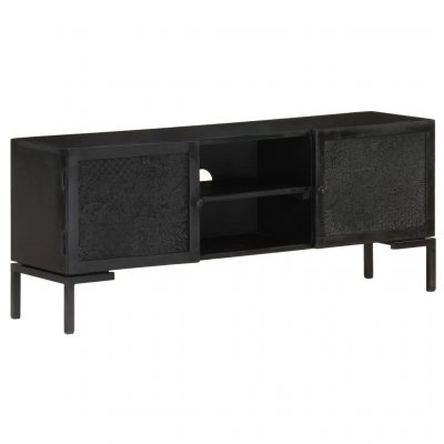 VIDAXL  - Meuble tv Noir 115x30x46 cm Bois massif de manguier Noir
