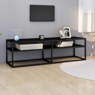 VIDAXL  meuble tv noir 140x40x40,5 cm verre tremp&eacute;