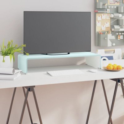 VIDAXL  - Meuble TV Support pour Moniteur Verre 70x30x13 cm Blanc Blanc