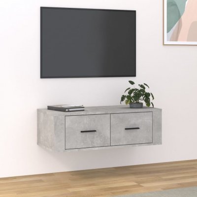 VIDAXL  meuble tv suspendu gris b&eacute;ton 80x36x25 cm bois d'ing&eacute;nierie