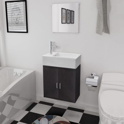 Vidaxl meubles de salle de bains trois pi&egrave;ces noir 272227