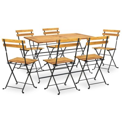 VIDAXL  Mobilier &Agrave; D&icirc;ner D'ext&eacute;rieur Pliable 7 Pcs Bois D'acacia Solide