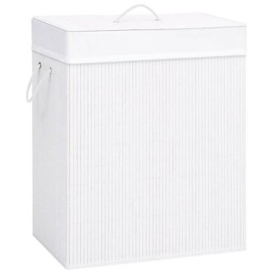 VIDAXL  panier &agrave; linge bambou blanc 83 l 320752