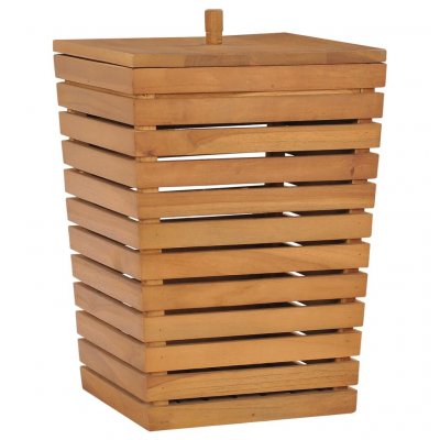 VIDAXL  Panier &agrave; linge en teck massif 30 &times; 30 &times; 45 cm