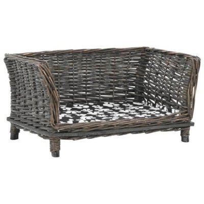 VIDAXL  - Panier pour chiens avec coussin Gris 50x33x30 cm Saule naturel Gris