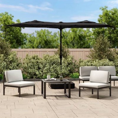VIDAXL  parasol &agrave; double t&ecirc;te avec led noir 316x240 cm 